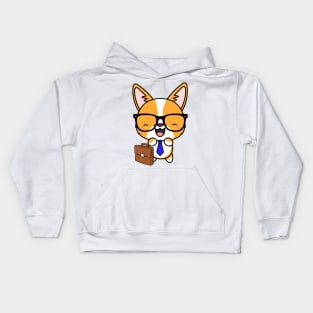 Funny corgi is on the way to work Kids Hoodie